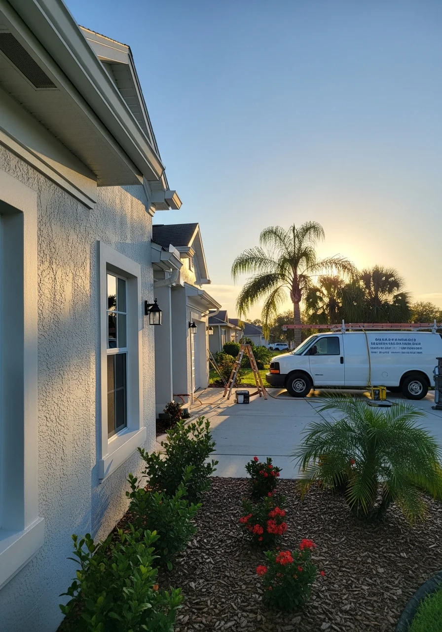 Viera homeowner standing in front of their property with a professional service vehicle visible in the driveway.