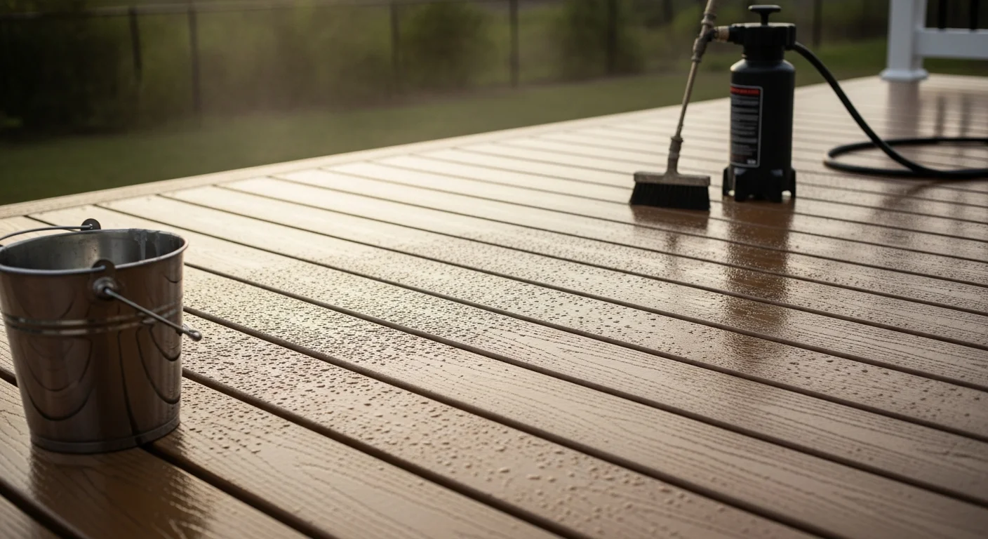 A freshly sealed wood deck on a Viera, Florida home with an even, clean surface finish and no visible cracking, graying, or mildew. The deck boards show consistent color and a water-resistant surface ready for Florida's rainy season.